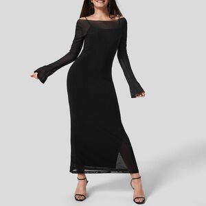 Halara Long Sleeve 2-piece Sheer Maxi Split Bodycon Dress